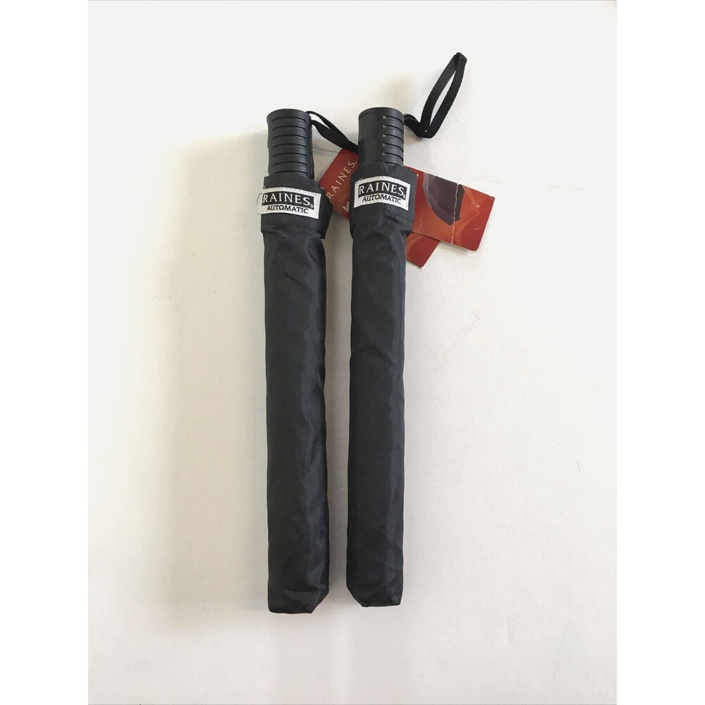 2 Raines Totes Isotoner Automatic Open Umbrella Long Black